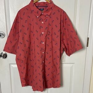 NEW NWT Izod Men's Pineapple Print Coral Button Down Shirt size XXXL. 3XL resort